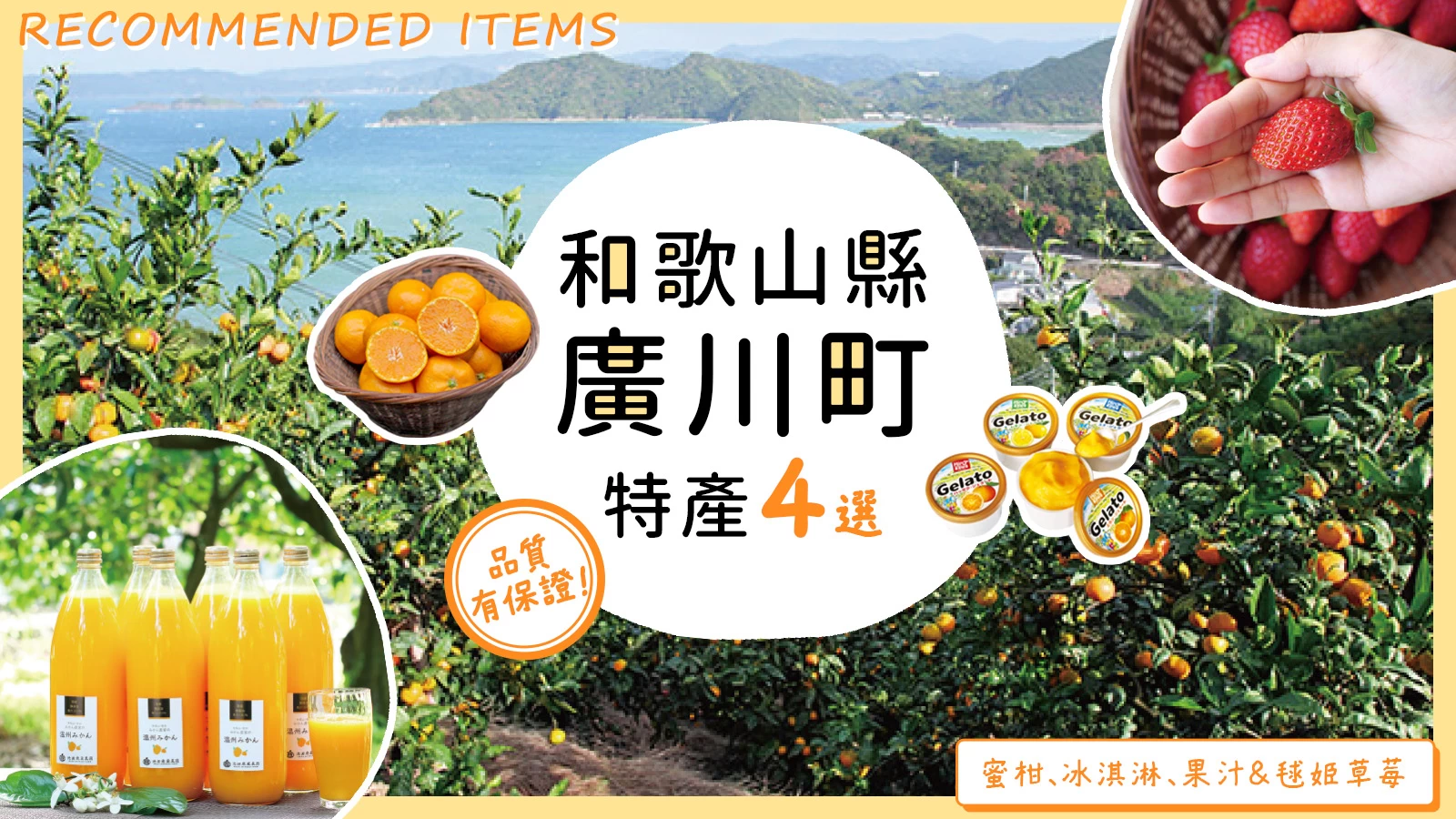 品質有保證!【和歌山縣廣川町】特產4選:蜜柑、冰淇淋、果汁&毬姫草莓